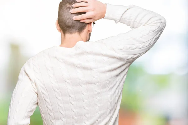 Joven Hombre Guapo Con Gafas Sobre Fondo Aislado Revés Pensando — Foto de Stock