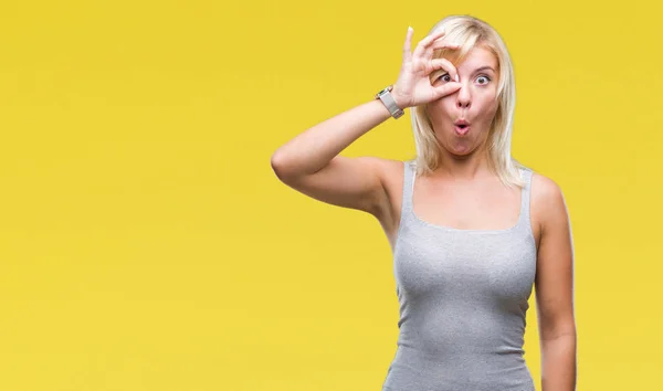 Young Beautiful Blonde Woman Isolated Background Doing Gesture Shocked Surprised — Stock Photo, Image