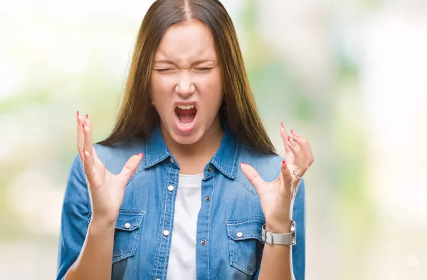 Young Caucasian Beautiful Woman Isolated Background Crazy Mad Shouting Yelling — Stock Photo, Image