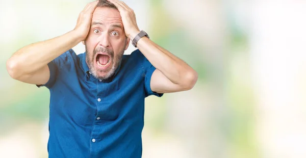 Guapo Mediana Edad Elegante Hombre Mayor Sobre Fondo Aislado Loco —  Fotos de Stock