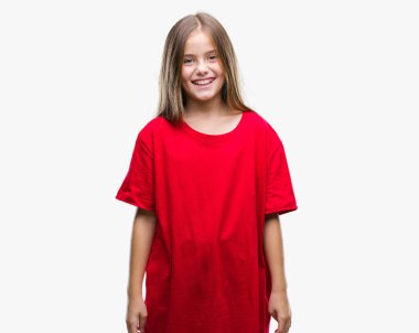 Yüzünde mutlu ve güzel bir gülümseme ile izole arka plan üzerinde genç güzel kız. Şanslı kişi.