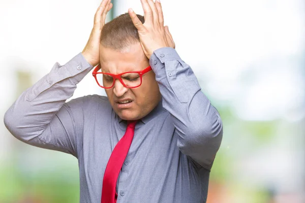 Middle Age Arab Man Wearing Fashion Red Glasses Isolated Background — Stock Photo, Image