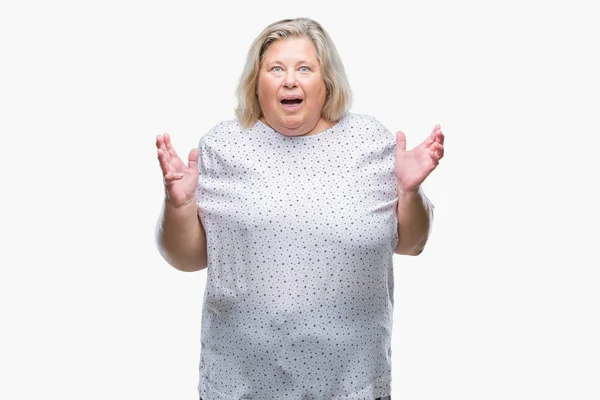 Senior Size Kaukasische Frau Mit Isoliertem Hintergrund Verängstigt Und Schockiert — Stockfoto