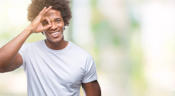 Afroamerikanischer Mann Über Isoliertem Hintergrund Macht Geste Mit Lächelnder Hand — Stockfoto