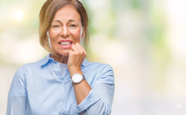 Ältere Hispanische Frau Mittleren Alters Mit Isoliertem Hintergrund Die Gestresst — Stockfoto