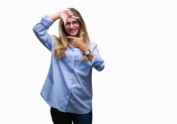 Mladá Krásná Blondýna Obchodních Žena Nosí Brýle Izolované Pozadí Provedení — Stock fotografie