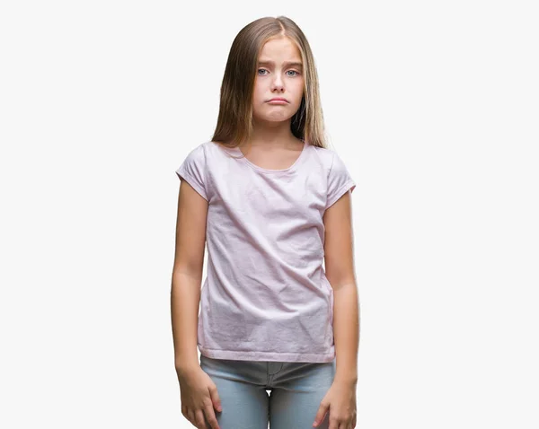 Menina Bonita Jovem Sobre Fundo Isolado Deprimido Preocupar Com Angústia — Fotografia de Stock
