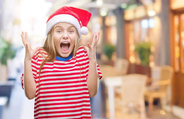 Young Beautiful Girl Wearing Christmas Hat Isolated Background Celebrating Crazy — 图库照片