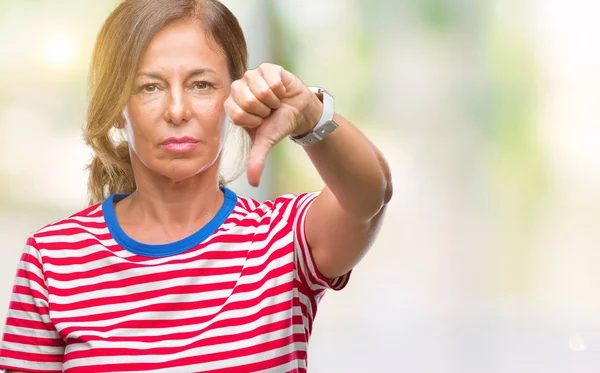 Middle Age Senior Hispanic Woman Isolated Background Looking Unhappy Angry — Stock Photo, Image
