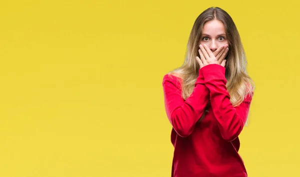 Junge Schöne Blonde Frau Trägt Roten Pullover Über Isoliertem Hintergrund — Stockfoto