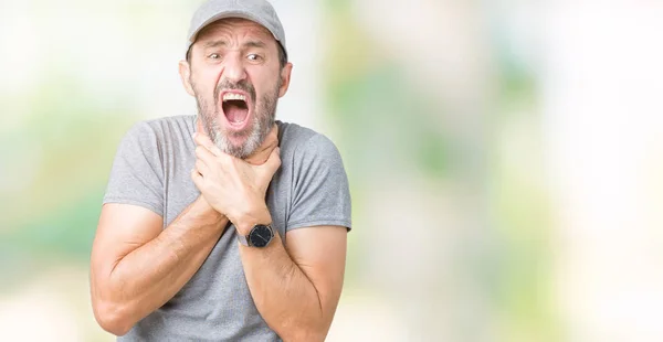 Handsome Middle Age Hoary Senior Man Wearing Sport Cap Isolated — Stock Photo, Image