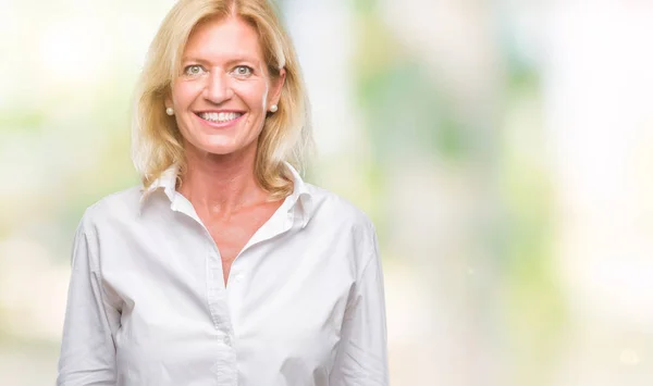 Middle Age Blonde Business Woman Isolated Background Happy Cool Smile — Stock Photo, Image