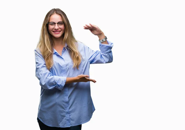 Junge Schöne Blonde Geschäftsfrau Trägt Eine Brille Über Isoliertem Hintergrund — Stockfoto