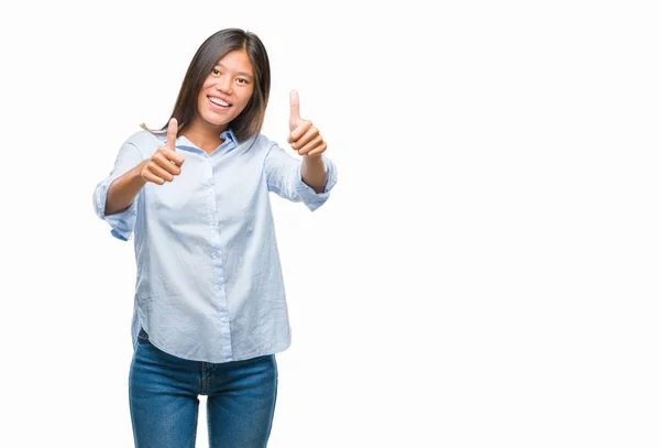 Giovane Donna Affari Asiatica Sfondo Isolato Che Approva Facendo Gesto — Foto Stock