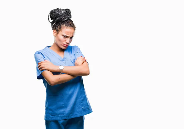 아프리카계 미국인 간호사 회의론 그리고 식으로 얼굴에 부정적인 — 스톡 사진
