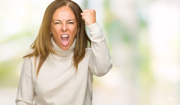 Bella Donna Adulta Mezza Età Che Indossa Maglione Invernale Sfondo — Foto Stock