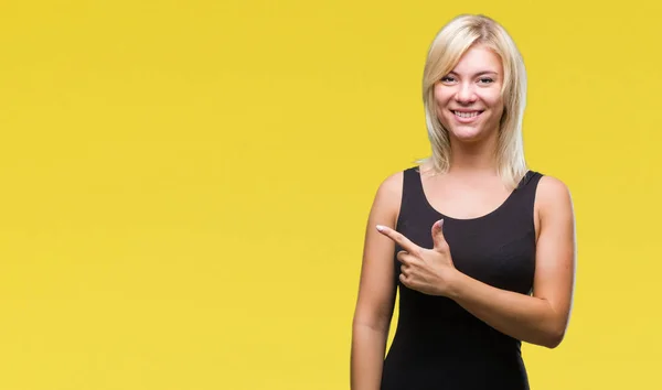 Jovem Bela Mulher Atraente Loira Vestindo Vestido Elegante Sobre Fundo — Fotografia de Stock