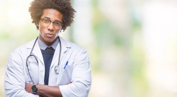 Afro American Doctor Man Isolated Background Skeptic Nervous Disapproving Expression — Stock Photo, Image