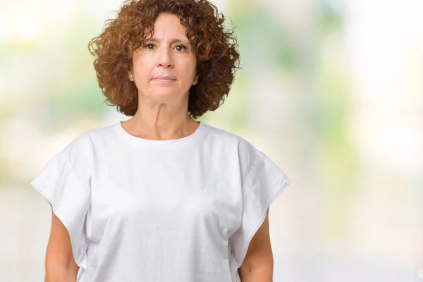 Bella Donna Anziana Mezza Età Indossando Shirt Bianca Sfondo Isolato — Foto Stock