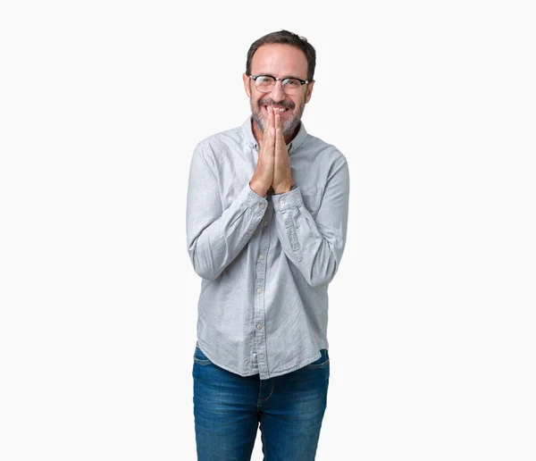 Guapo Mediana Edad Elegante Hombre Mayor Con Gafas Sobre Fondo — Foto de Stock