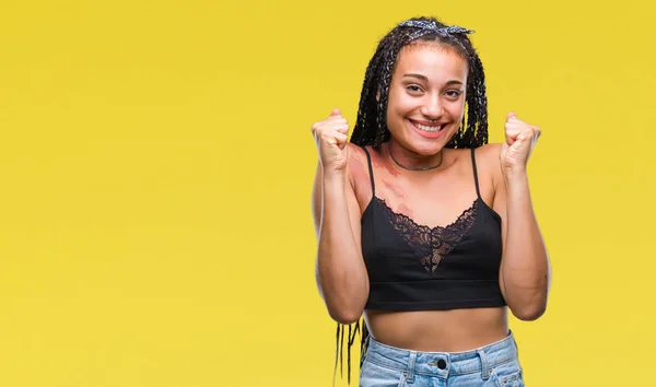 Cabelo Trançado Jovem Afro Americano Com Pigmentação Marca Nascimento Mancha — Fotografia de Stock