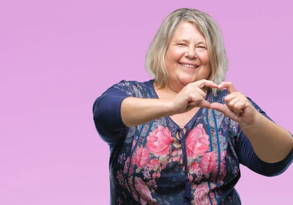 Senior Más Tamaño Mujer Caucásica Sobre Fondo Aislado Sonriendo Amor — Foto de Stock