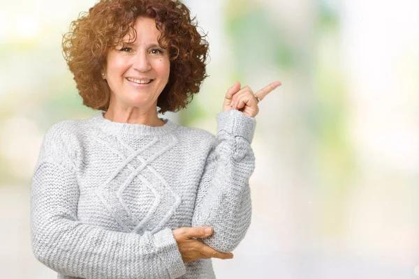 Mooie Midden Ager Senior Vrouw Winter Trui Dragen Geïsoleerde Achtergrond — Stockfoto