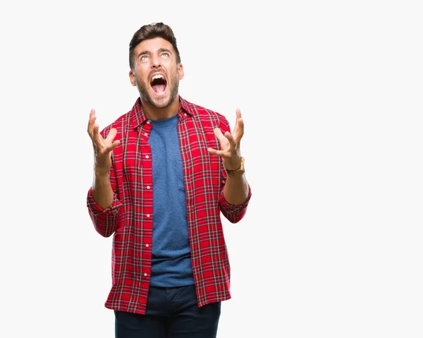 Jovem Homem Bonito Sobre Fundo Isolado Louco Louco Gritando Gritando — Fotografia de Stock