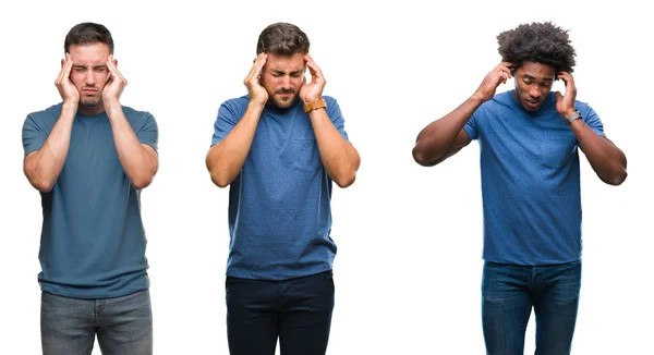 Collage Van Groep Van Hispanic Afro Amerikaanse Mannen Geïsoleerd Achtergrond — Stockfoto