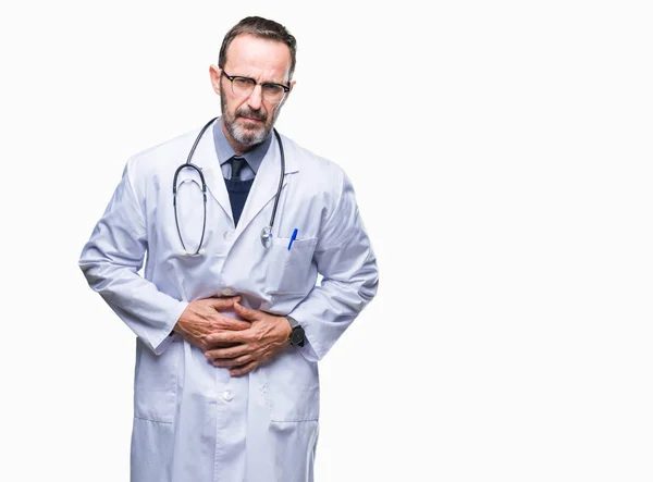 Hombre Médico Mediana Edad Con Uniforme Médico Aislado Con Mano —  Fotos de Stock