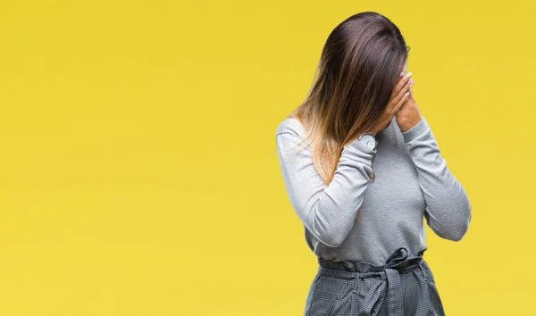 Joven Mujer Negocios Hermosa Trabajadora Sobre Fondo Aislado Con Expresión —  Fotos de Stock