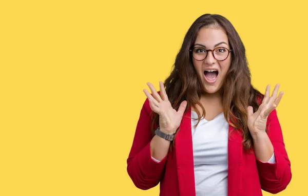 Hermosa Mujer Negocios Más Tamaño Joven Con Chaqueta Elegante Gafas —  Fotos de Stock