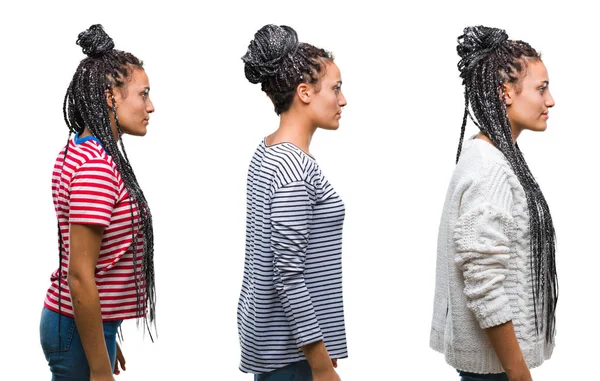 Colagem Cabelo Trançado Bonita Mulher Americana Africana Sobre Fundo Isolado — Fotografia de Stock
