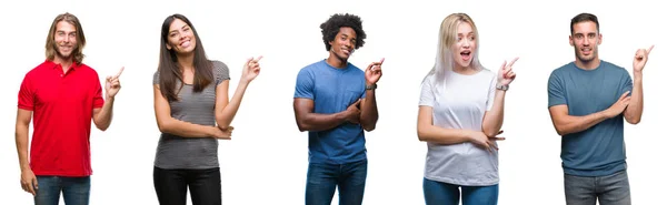 Composición Afroamericanos Hispanos Caucásicos Grupo Personas Sobre Fondo Blanco Aislado — Foto de Stock