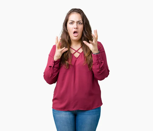 Beautiful Size Young Woman Isolated Background Crazy Mad Shouting Yelling — Stock Photo, Image