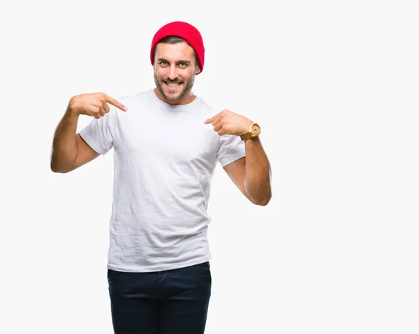 Joven Hombre Guapo Sobre Fondo Aislado Mirando Confiado Con Sonrisa —  Fotos de Stock