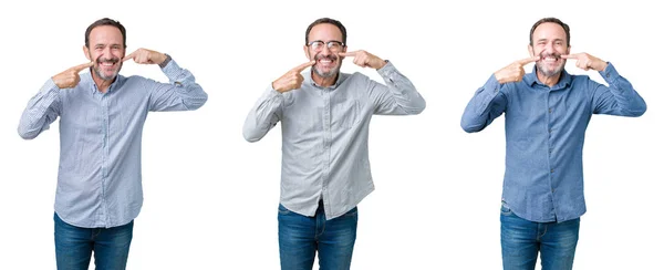 Collage Hombre Negocios Alto Guapo Sobre Fondo Aislado Blanco Sonriendo —  Fotos de Stock