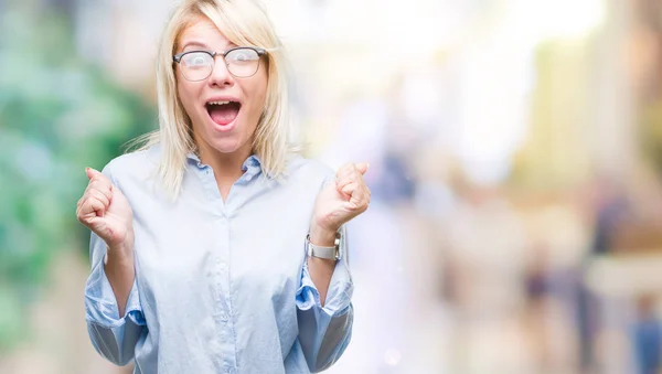 Junge Schöne Blonde Geschäftsfrau Mit Brille Über Isoliertem Hintergrund Die — Stockfoto