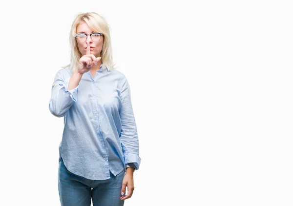 Young Beautiful Blonde Business Woman Wearing Glasses Isolated Background Asking — Stock Photo, Image