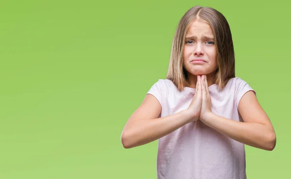 Young Beautiful Girl Isolated Background Begging Praying Hands Together Hope — Stock Photo, Image