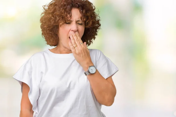 Bella Donna Anziana Mezza Età Con Indosso Shirt Bianca Sfondo — Foto Stock