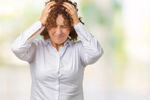 Bella Medio Ager Anziani Cespugli Donna Sfondo Isolato Che Soffrono — Foto Stock