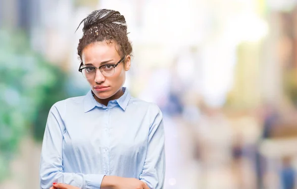 Young Braided Hair African American Business Girl Wearing Glasses Isolated — Stock Photo, Image