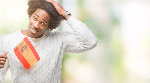 Afro Amerikansk Man Flagg Över Isolerade Bakgrund Stressad Med Handen — Stockfoto