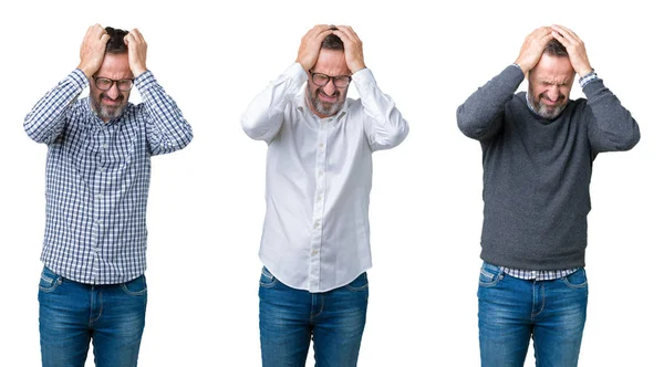 Collage Hombre Negocios Alto Guapo Sobre Fondo Blanco Aislado Que —  Fotos de Stock