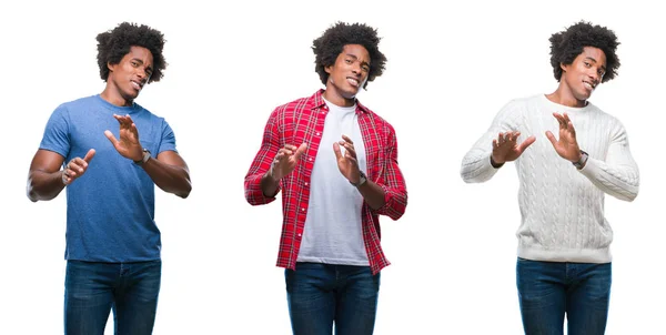 Kolaj Afrikalı Amerikalı Genç Yakışıklı Adam Izole Arka Plan Üzerinde — Stok fotoğraf