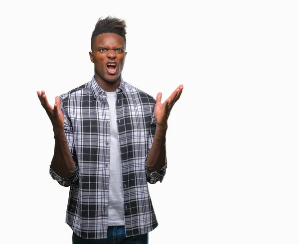 Young African American Man Isolated Background Crazy Mad Shouting Yelling — Stock Photo, Image