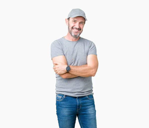 Handsome Middle Age Hoary Senior Man Wearing Sport Cap Isolated — Stock Photo, Image