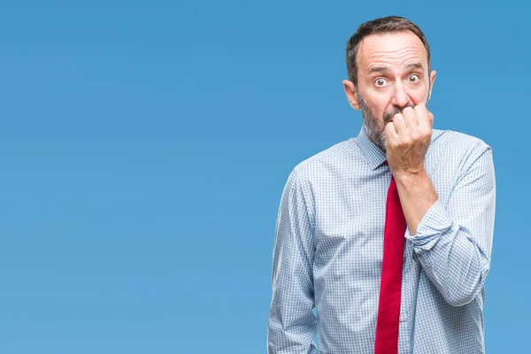 Medelåldern Hoary Senior Business Man Klädd Röd Slips Över Isolerade — Stockfoto