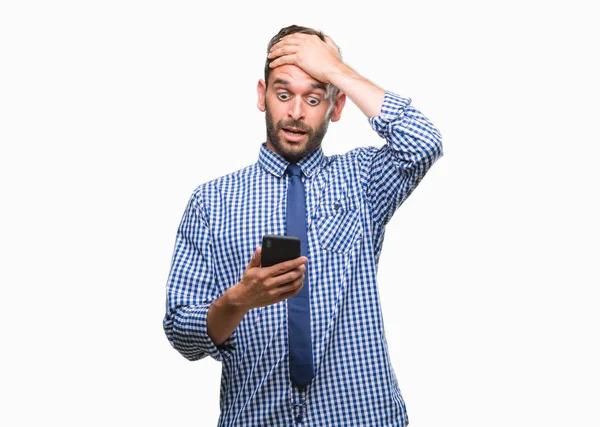 Young Hadsome Man Texting Sending Message Using Smartphone Isolated Background — Stock Photo, Image